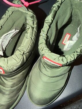 Hunter Kids Olive Green Padded Winter Slip-Ons